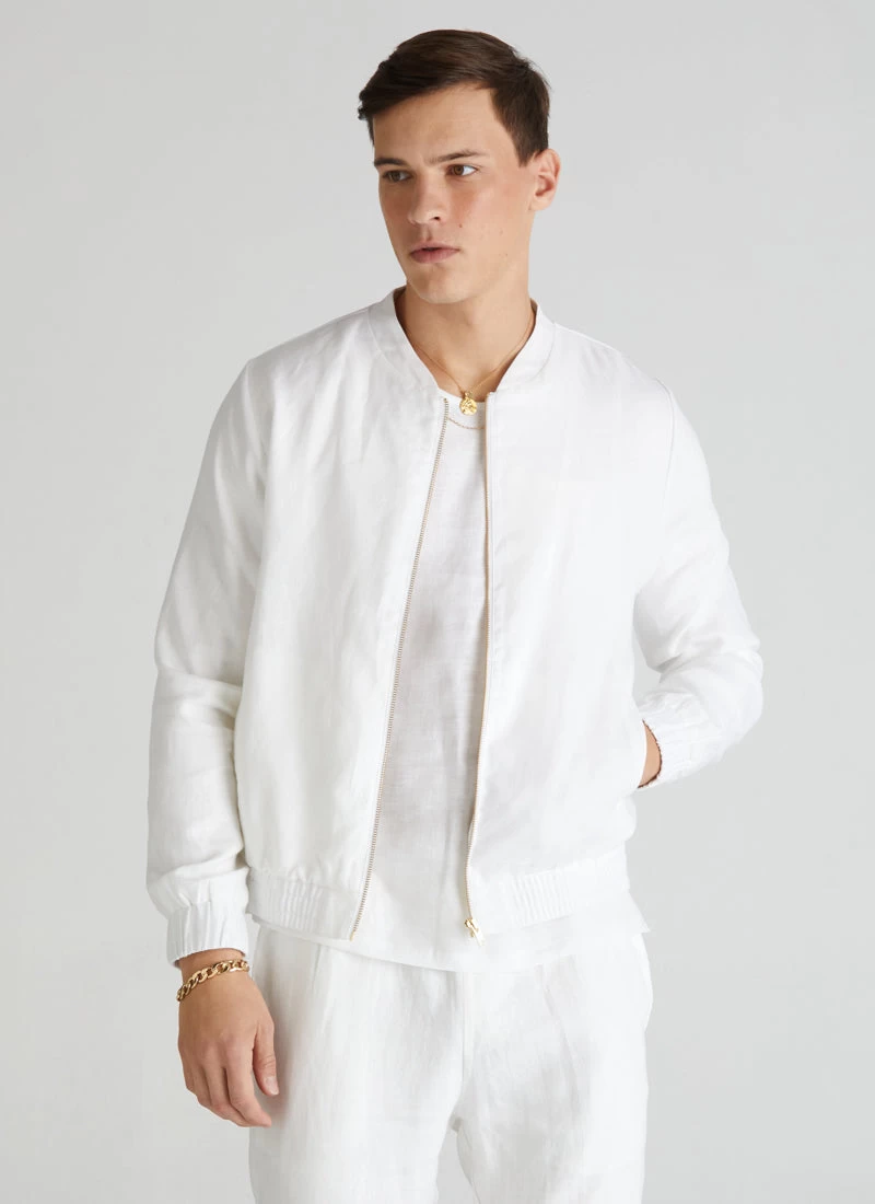 Luxe Linen Chase Bomber Jacket